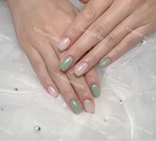 ネイル shineジェル& チップ長さだしのネイルデザイン