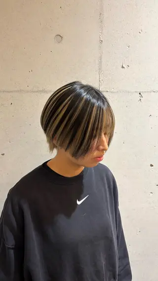 ショート カラー ブリーチ/ボブ/ 髪質改善/ 熊谷 優のヘアスタイル