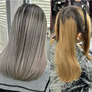 セミロング カラー apollo yokohama所属・バレイヤージュ横浜 ハイライトのヘアスタイル