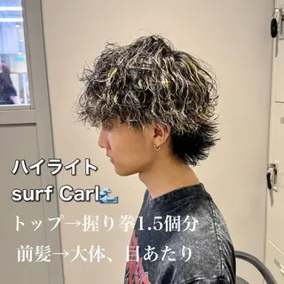 ミディアム カラー パーマ ヘアアレンジ メンズ 顔まわりカット の達人のヘアスタイル
