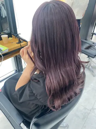 セミロング カラー 🌷ラベンダーピンク 顔まわり🌷ねいろのヘアスタイル