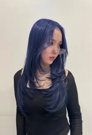 ロング カラー ヘアアレンジ 韓国レイヤーカット /韓国トレンドカラーのヘアスタイル