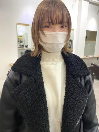 ミディアム カラー 森貴裕/ベージュ/ パーマ/オリーブのヘアスタイル