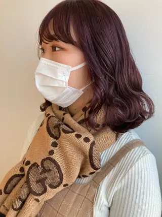 ミディアム カラー nono/パーマ /顔まわりカット🐈のヘアスタイル