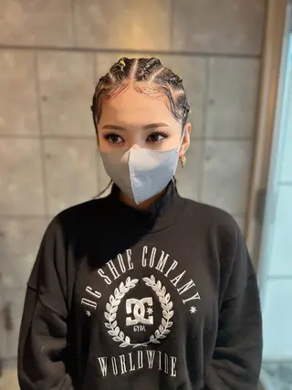 セミロング カラー メンズ キッズ BRAIDS💎愛子 大人ハイライト💎のヘアスタイル
