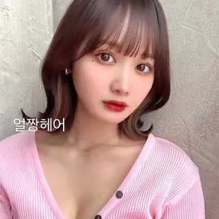 ミディアム カラー パーマ ヘアアレンジ 日本一の小顔カット/ ボブ/顔周り/韓国のヘアスタイル