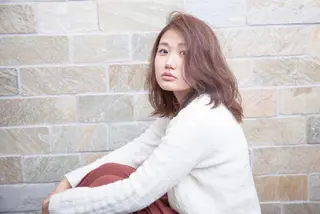 ミディアム カラー 店長/mao/ 前髪/顔周りカットのヘアスタイル