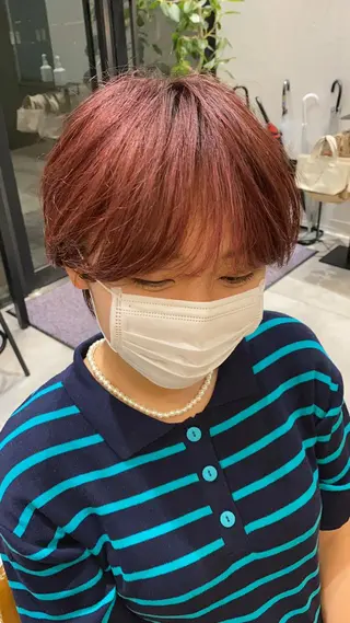 ショート カラー i.osaka所属・たつ/レイヤーカット 顔周り/髪質改善のヘアスタイル