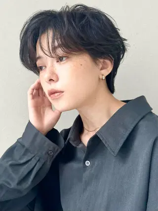 ショート カラー パーマ 👑ショート/ボブ /銀座/ニシオカ👑のヘアスタイル