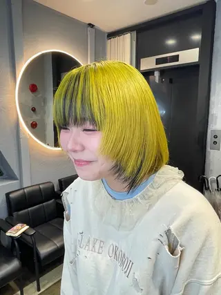 ミディアム TATSUブリーチ/ ミルクティーベージュのヘアスタイル