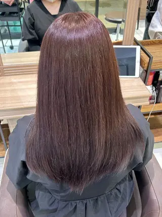 セミロング 韓国 ブリーチ無し Wカラー💗夢果💗のヘアスタイル