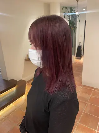 ミディアム カラー パーマ リカ/ハイトーン ・オリーブ🍀のヘアスタイル