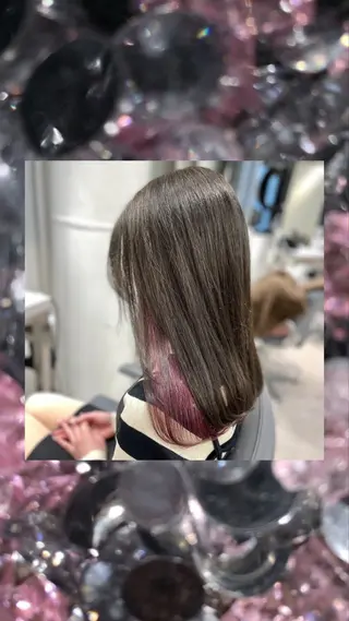ロング レイヤーカット♡ グレージュ♡YUのヘアスタイル