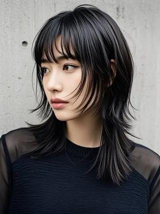 ミディアム ウルフカット 811 大阪梅田 ウルフのヘアスタイル