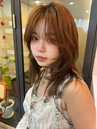 ミディアム レイヤー/暖色/ 髪質改善/永礼芳果のヘアスタイル