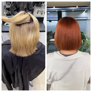 ショート け んブリーチ縮毛矯正のヘアスタイル