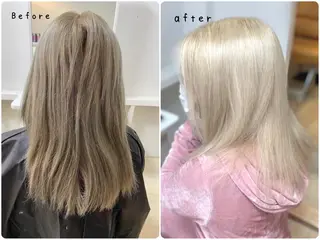 ミディアム カラー パーマ ヘアアレンジ メンズ キッズ ネイル マツエク・マツパ アイブロウ 🌟ブリーチ特化型 ハイトーンカラー🌟のヘアスタイル