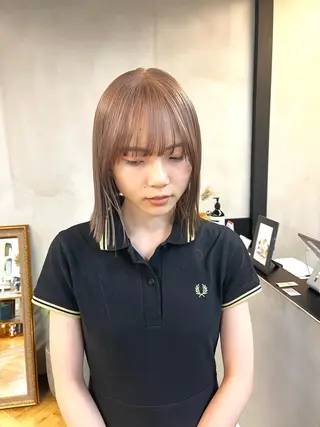 ミディアム カラー ヘアアレンジ esu西梅田所属・ena/ブリーチなし 透明感・レイヤー🎀のヘアスタイル