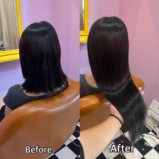 ロング シール＋ちび編み込み エクステ梅田🐨のヘアスタイル