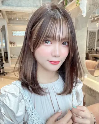 ミディアム カラー 脱白髪染め/ 髪質改善/ハクのヘアスタイル