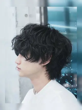 ミディアム パーマ メンズ 人見知りさんでも安心 奥田 里佳子のヘアスタイル