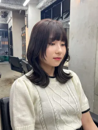 セミロング カラー 新宿/韓国ヘア/ 髪質改善ストレートのヘアスタイル