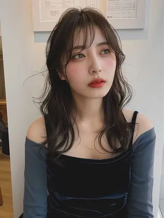 ミディアム ブリーチなしWカラー 縮毛矯正・清水天空のヘアスタイル