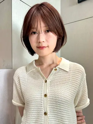 ショート カラー パーマ 🫧小顔×似合わせ× 透明感カラー🫧のヘアスタイル