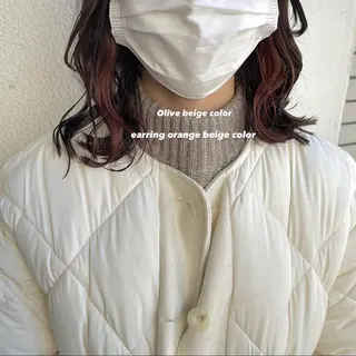 ミディアム カラー パーマ ヘアアレンジ メンズ キッズ ネイル マツエク・マツパ アイブロウ 透明感カラー・レイヤ ー🎀amika🎀のヘアスタイル