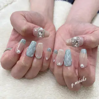ロング ネイル She nail studio 原宿所属・パラジェル有/ スカルプ/mahoのネイルデザイン