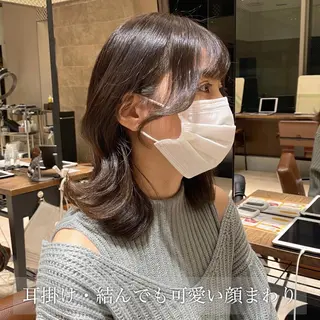 ミディアム カラー レイヤー/顔周り /透明感🩶高橋大のヘアスタイル