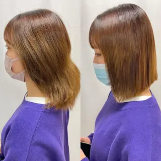 ミディアム パーマ 髪質改善/縮毛矯正 /ブリーチ矯正/岡部のヘアスタイル