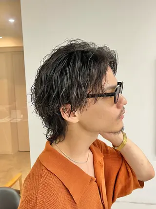 ミディアム パーマ メンズ 新潟メンズパーマ 新潟駅/小田拓実のヘアスタイル