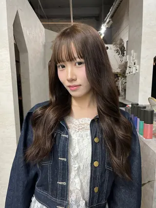 ロング カラー ブリーチなしカラー ダブルカラーエクステのヘアスタイル