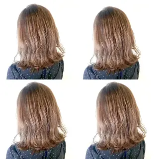 ミディアム カラー 韓国レイヤーカット/ ダブルカラーのヘアスタイル