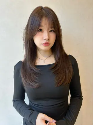 ミディアム カラー ヘアアレンジ Salowin原宿ash所属・‎透明感×艶髪 ‎🫒maki🎀のヘアスタイル