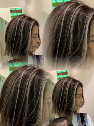 ミディアム エクステ/ハイトーン /レイヤーカットのヘアスタイル