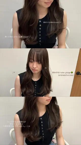 セミロング カラー ヘアアレンジ esu西梅田所属・ena/ブリーチなし 透け感ベージュ🎀のヘアスタイル