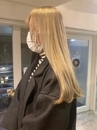 ロング カラー ブリーチなしベージュ カラー✨Takeのヘアスタイル