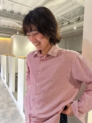 ミディアム パーマ CAF所属・渚音 nanoのヘアスタイル