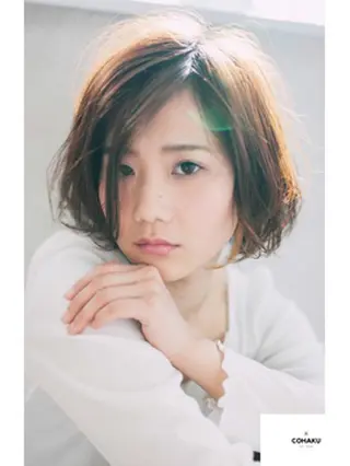 ミディアム カラー パーマ tocoha 四條畷駅のヘアスタイル