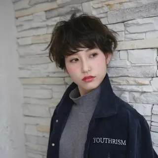 ショート カラー パーマ 渡辺 裕輔のヘアスタイル