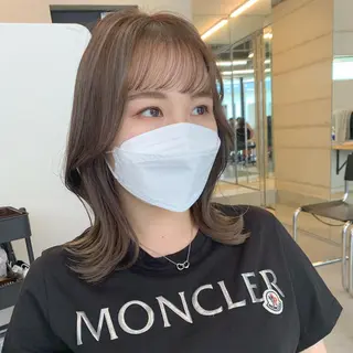 ミディアム カラー 透明感/オリーブ/ グレージュ/YUKAのヘアスタイル