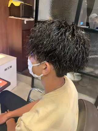 ミディアム メンズパーマ/難波/ 心斎橋　室園亮佑のヘアスタイル