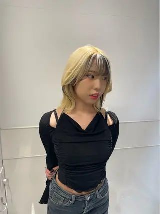 ミディアム カラー ハイトーン/ボブ /HBL/AYUNAのヘアスタイル