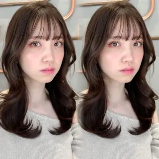 セミロング カラー 韓国ヘア🇰🇷／艶 カラー🫧/木村和生のヘアスタイル