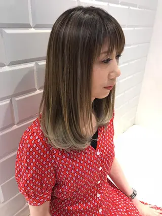 ミディアム カラー PEWL所属・クロスパーマ松永裕久 似合わせカットのヘアスタイル