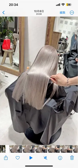 セミロング カラー ムラ修正💎 艶髪ハイトーン💎のヘアスタイル