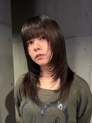 ミディアム カラー 似合わせウルフ/ レイヤー/山本祐輔のヘアスタイル