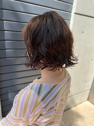 ミディアム パーマ IKU ミニボブ名古屋のヘアスタイル